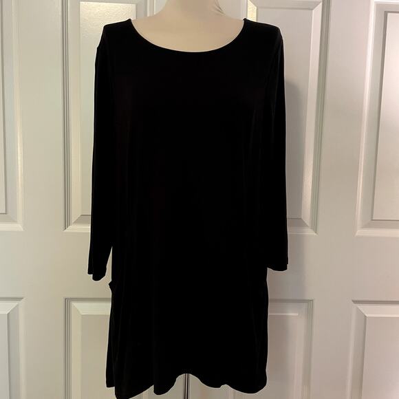 Chico's Women's Black 3/4 Sleeve Pocket Tunic, size 1/Medium - Picture 1 of 8